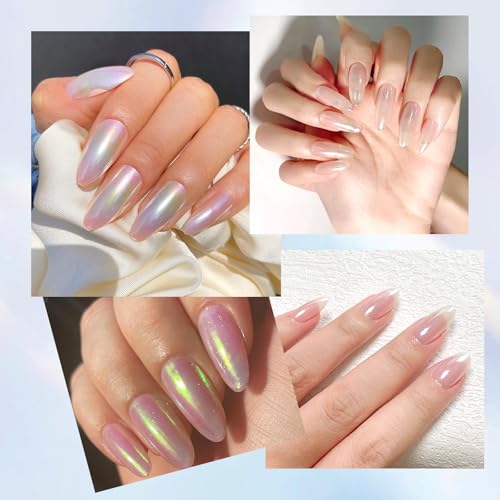SIUSIO 4Colors Chrome Nail Powder Metallic Mirror Glitter Effect Pigment Iridescent Aurora Dip Powder, Mermaid Pearl Dust Kit for Gel Polish Nail Art Decoration, Resin Craft-Colorful Dream - Image 5