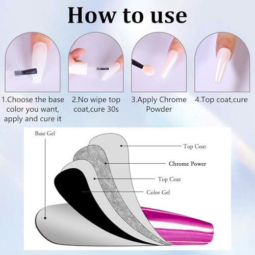SIUSIO 4Colors Chrome Nail Powder Metallic Mirror Glitter Effect Pigment Iridescent Aurora Dip Powder, Mermaid Pearl Dust Kit for Gel Polish Nail Art Decoration, Resin Craft-Colorful Dream - Image 4