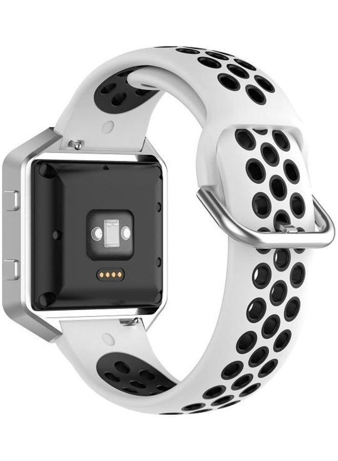 BGM Two Colors Silicone Replacement Strap For Fitbit Versa 2 / Versa / Versa Lite / Blaze White/Black - Image 5