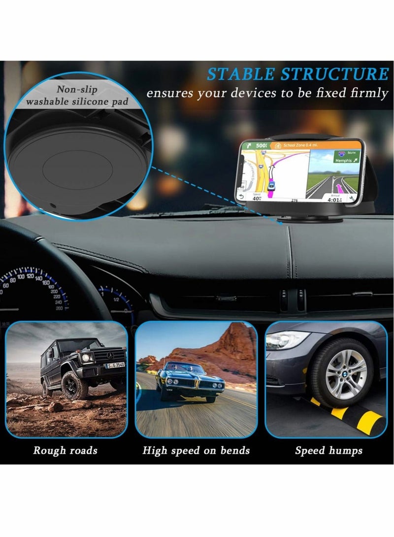 Captaintech Car Phone Holder, Vertical Horizontal Car Phone Mount with 360°Rotate for All Kinds of Dashboard Cradle, Silicone Car Mat Anti-Slip Desk Phone Mount for iPhone/ Android Devices (Black) - Image 3