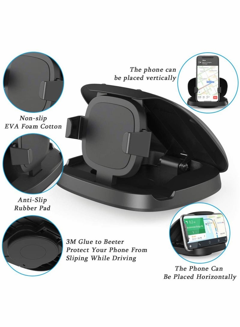 Captaintech Car Phone Holder, Vertical Horizontal Car Phone Mount with 360°Rotate for All Kinds of Dashboard Cradle, Silicone Car Mat Anti-Slip Desk Phone Mount for iPhone/ Android Devices (Black) - Image 4