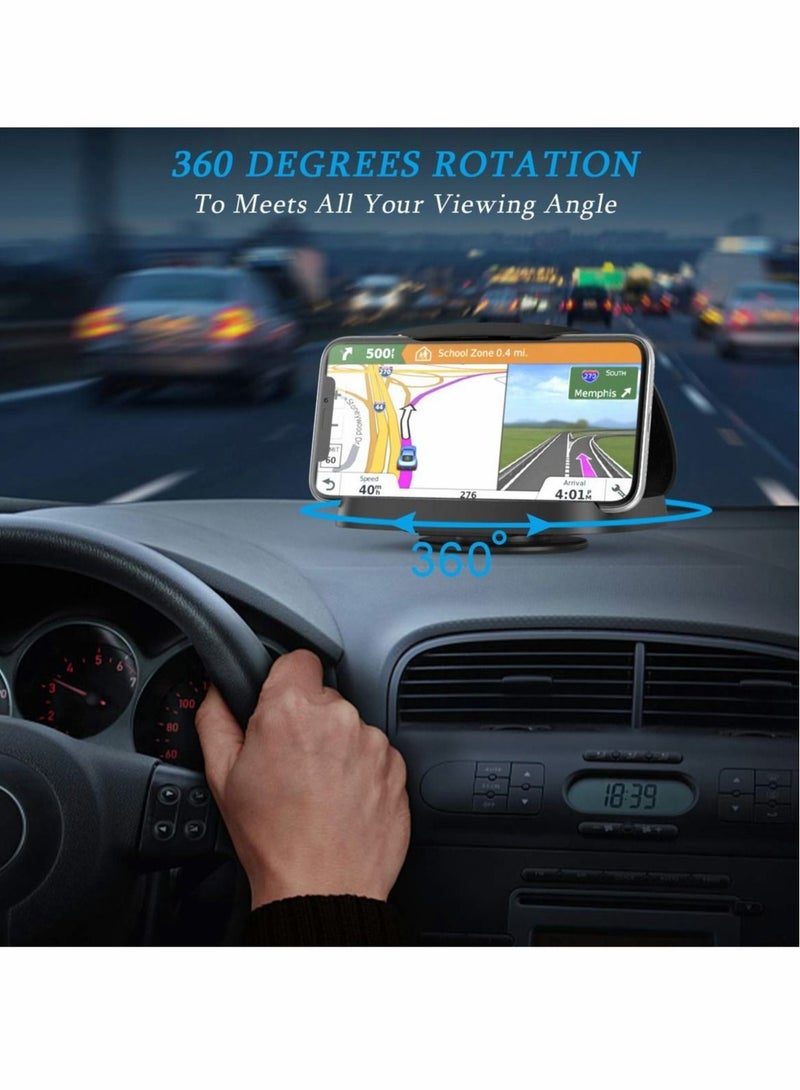 Captaintech Car Phone Holder, Vertical Horizontal Car Phone Mount with 360°Rotate for All Kinds of Dashboard Cradle, Silicone Car Mat Anti-Slip Desk Phone Mount for iPhone/ Android Devices (Black) - Image 2