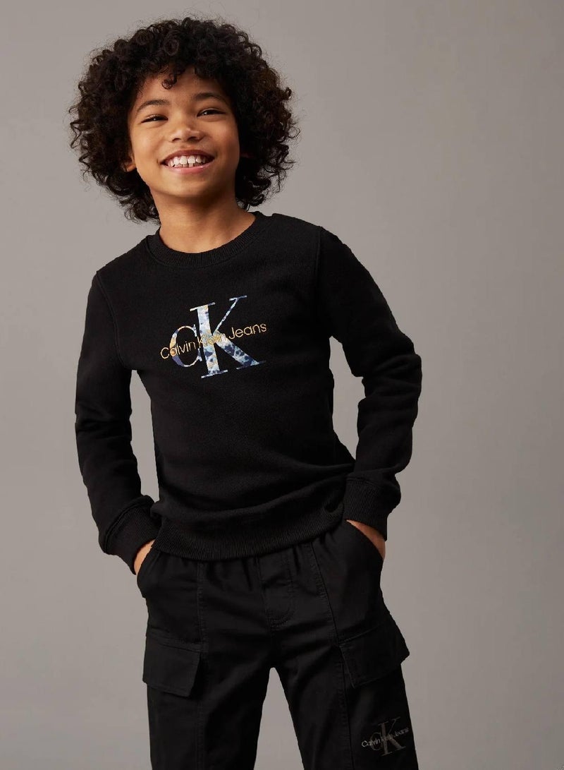 كالفن كلاين جينز سويت شيرت من الصوف مزين بشعار كلفن كلاين - Image 1