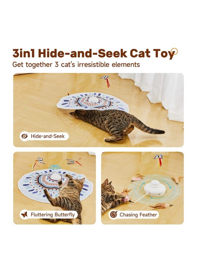 Potaroma Potaroma Cat Toys Chargeable, 3in1 Hide and Seek Kitten Wand Toy, Interactive Automatic Cats Toy, Fluttering Butterfly, Moving Feather, Indoor Exercise Kicker 22.8 Inches Cover for All Breeds  - Image 2