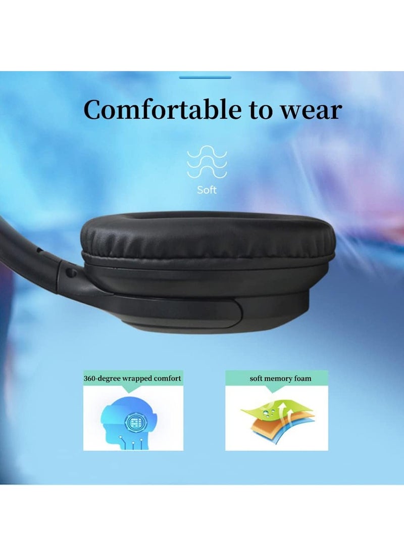 Wireless Bluetooth Headphones, Foldable Over-Ear Headphones, HIFI Stereo Noise Canceling Headphones, Wireless Headphones for iPad/Tablet/Travel (Pink)