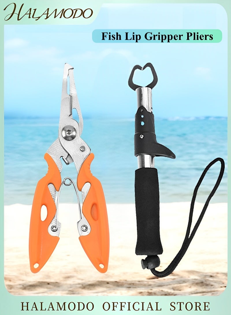Halamodo كماشة شفاه السمك متعددة الوظائف لإزالة الخطاف وزردية الحلقة المنقسمة لصيد الأسماك بالصنارة وصيد الأسماك على الجليد ومعدات الصيد كهدية رائعة للرجال - Image 1