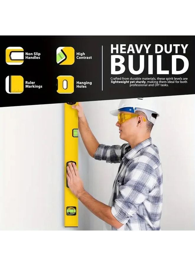 3pcs High Precision Magnetic Spirit Level Set 300mm 600mm 1000mm Aluminum Alloy - Image 2