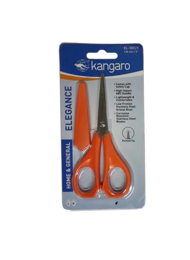 Kangaro مقص أنيق قطعة واحدة مع غطاء حماية بطول 128 مم بألوان متنوعة - Image 3
