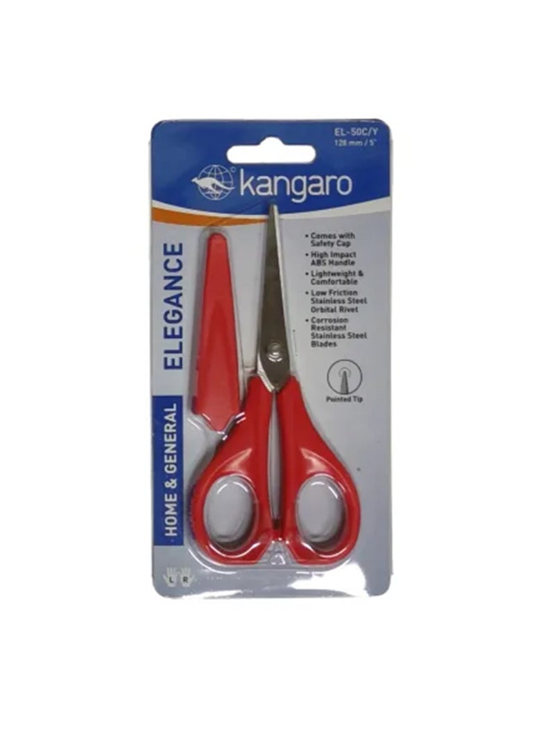 Kangaro مقص أنيق قطعة واحدة مع غطاء حماية بطول 128 مم بألوان متنوعة - Image 4