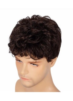 EBMINI Brown Short Curly Synthetic Men's Wig  - Image 3