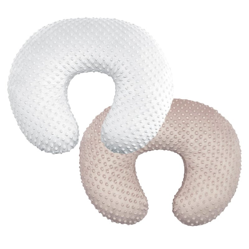 OWLOWLA 2Pack Nursing Pillow Cover White&Khaki Nursing Covers Set Breastfeeding Pillow Slipcover Fits Naked Nursing Pillow for Baby Boy Girl(White/Khaki) - Image 1