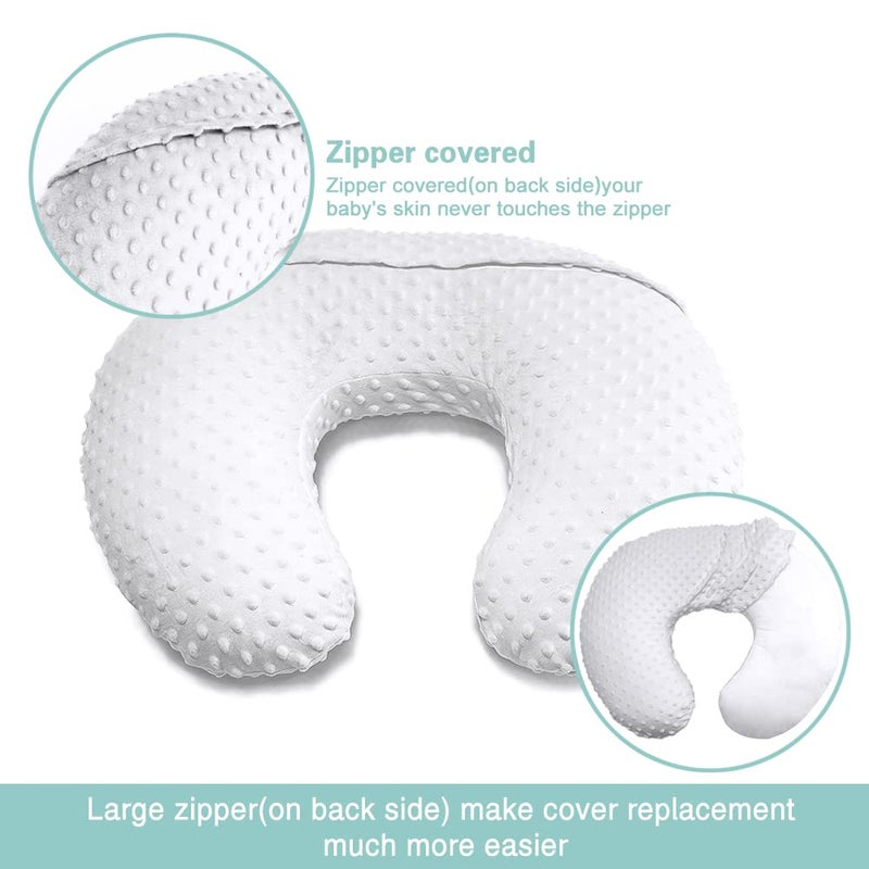 OWLOWLA 2Pack Nursing Pillow Cover White&Khaki Nursing Covers Set Breastfeeding Pillow Slipcover Fits Naked Nursing Pillow for Baby Boy Girl(White/Khaki) - Image 4