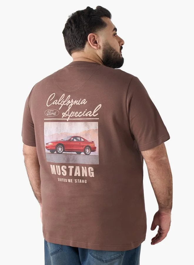 Maxim  Men Regular Fit Round Neck Short Sleeve Ford Mustang Print T-shirt for Men | Best Price UAE