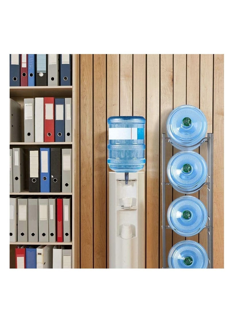 CityRiya-Long Water Bottle Holder 4-Tier Water Bottle Stand Water Bottle Storage Rack 5 Gallon Heavy Duty Water Bottle Holder Shelf for Office Home and Kitchen Water Bottle Caddy Rack Save Space Silver - Image 5