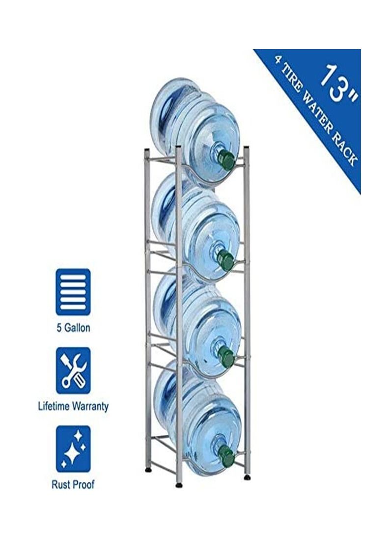 CityRiya-Long Water Bottle Holder 4-Tier Water Bottle Stand Water Bottle Storage Rack 5 Gallon Heavy Duty Water Bottle Holder Shelf for Office Home and Kitchen Water Bottle Caddy Rack Save Space Silver - Image 2