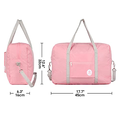 Narwey For Spirit Airlines Foldable Travel Duffel Bag Tote Carry on Luggage Sport Duffle Weekender Overnight for Women and Girls (3112 Pink ( with Shoulder Strap)) - Image 5