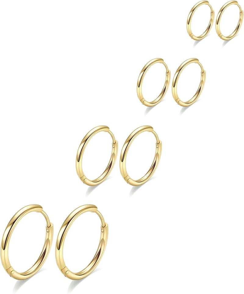 Motbegit Store 316L Surgical Stainless Steel Hoop Earrings,Mens Hoops Earrings Gold Silver Black Hypoallergenic,6mm 8mm 10mm 12mm Small Huggie Hoop Earrings Men Women for Cartilage Piercings - Image 1