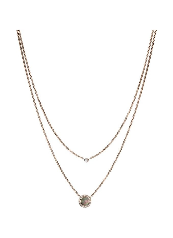 FOSSIL Women's Double Glitz Tone Steel Necklace  - Image 1