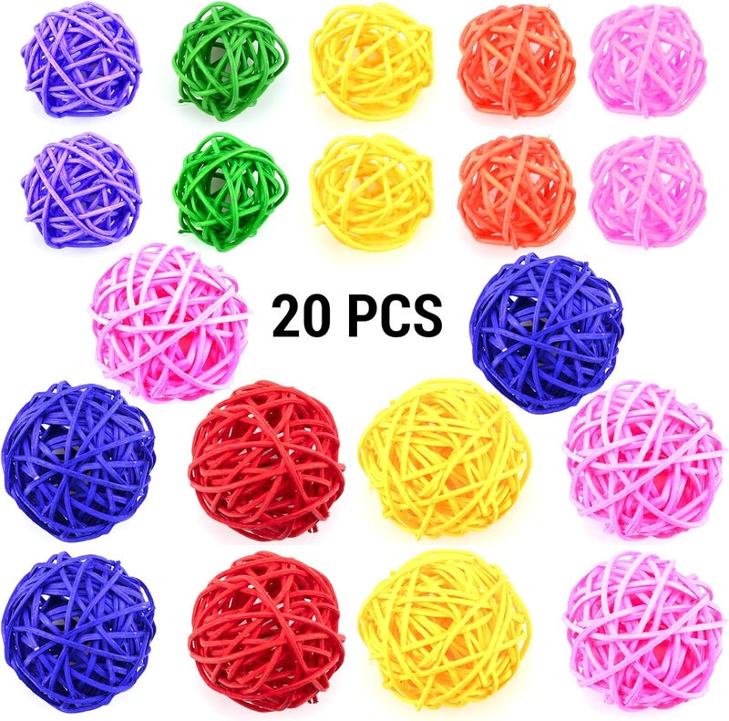 IFAMIO 20 Pcs Wicker Rattan Balls Decorative Balls for Bowl Centerpiece Bowl Filler Vase Filler Ornament Twig Orbs Balls Home Decor Wedding Table Decoration (2 Sizes, Mix Colors) - Image 3