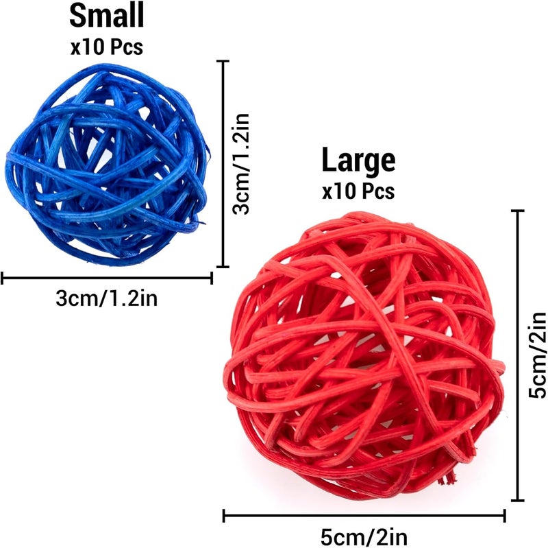 IFAMIO 20 Pcs Wicker Rattan Balls Decorative Balls for Bowl Centerpiece Bowl Filler Vase Filler Ornament Twig Orbs Balls Home Decor Wedding Table Decoration (2 Sizes, Mix Colors) - Image 4
