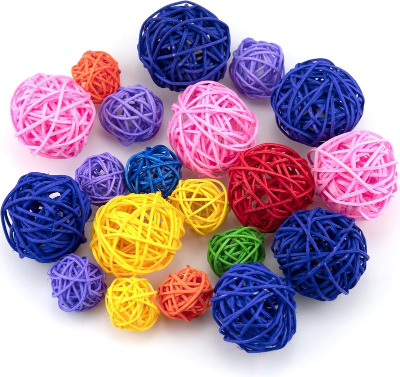 IFAMIO 20 Pcs Wicker Rattan Balls Decorative Balls for Bowl Centerpiece Bowl Filler Vase Filler Ornament Twig Orbs Balls Home Decor Wedding Table Decoration (2 Sizes, Mix Colors) - Image 1