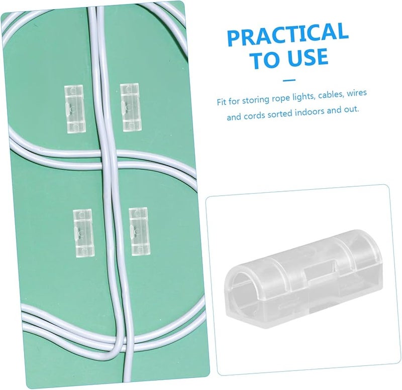 20Pcs Self Adhesive Cable Clips Cord Management Organizer Wall Mount Wire Hider White - Image 3