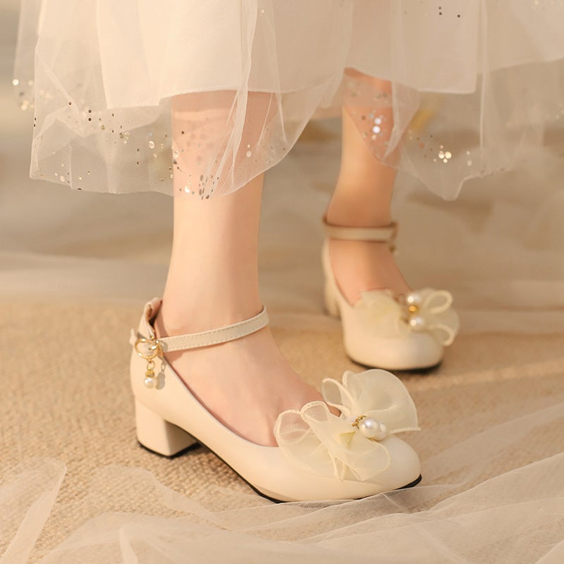 Spring 2024 Comfortable Mid-Heel Sweet Bow 33-43 Plus Size Buckle Shallow Mouth Single Shoes - Image 2