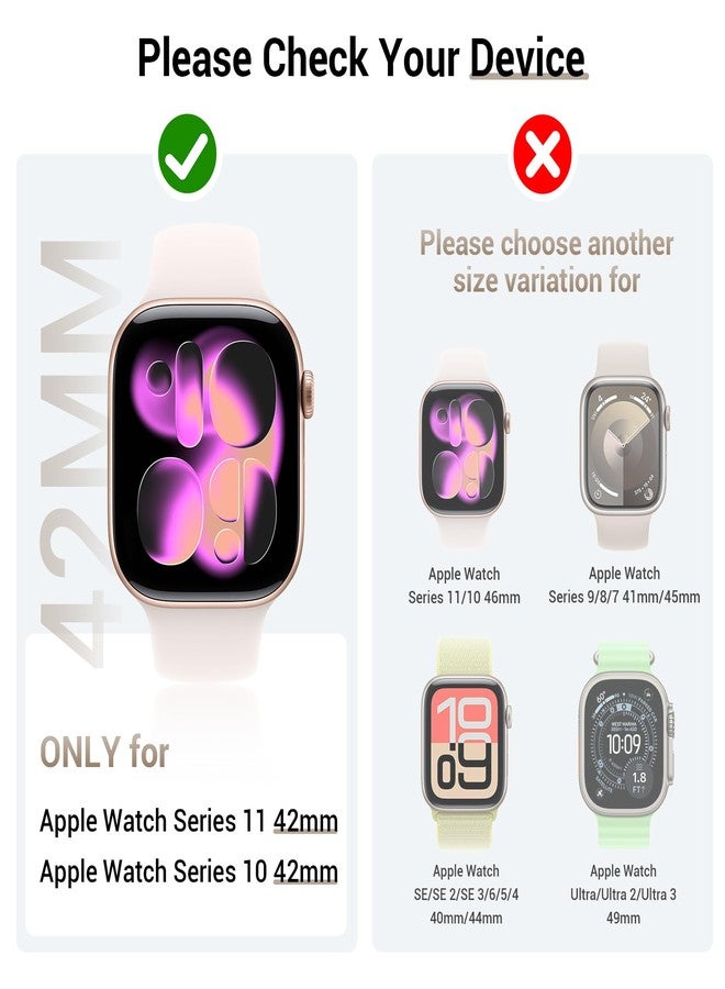 Tensea [3PCS for Apple Watch Screen Protector Case Series 11/10 42mm Accessories, iWatch Protective Face Cover for Women Men, Tempered Glass Film Hard Bumper for iPhone Watch 42 mm - Image 2