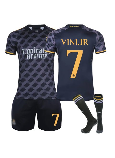 23-24 Real Madrid Away Football Jersey VINI JR #7 Football Jersey/Shorts Socks Gift Set Kids Size  Adult Size, Gift for Fans  Friends