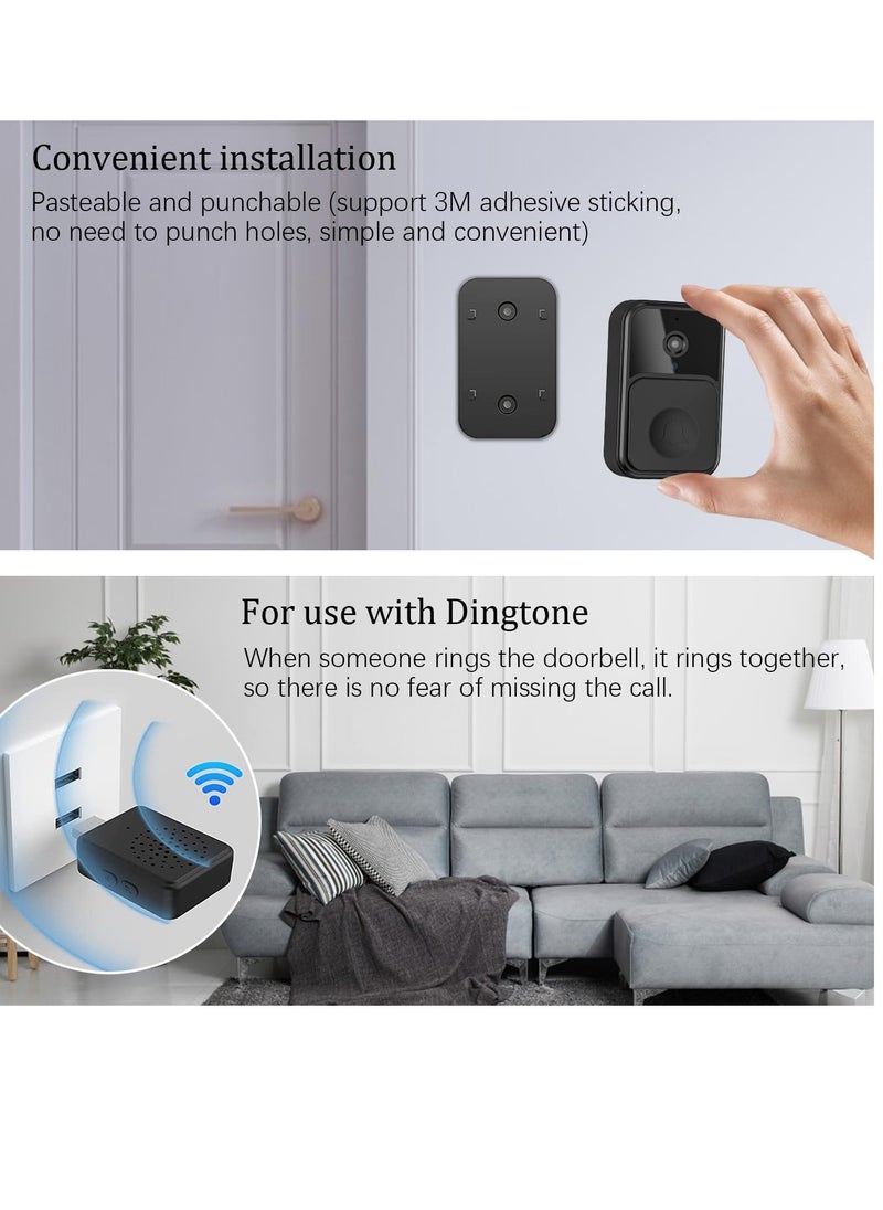 Excefore - Smart Wireless Remote Video Doorbell, Camera Wireless Intercom Doorbell, HD Night Vision WiFi Security Door Doorbell, Cloud Storage, 2-Way Audio - Image 1