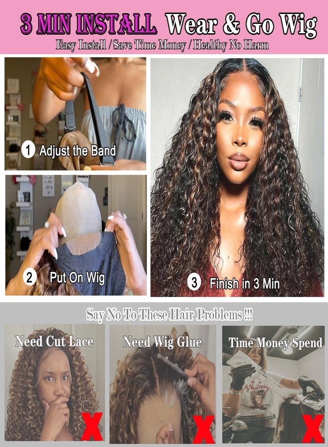 Rolisy 5×5 Closure Bob Wig Human Hair Glueless Wigs Human Hair Pre Plucked Pre Cut Short Curly Hair Wig Water Wave C Part Balayage Ombre Lace Frontal Wigs for Black Women P1B/30 18 Inch - Image 2