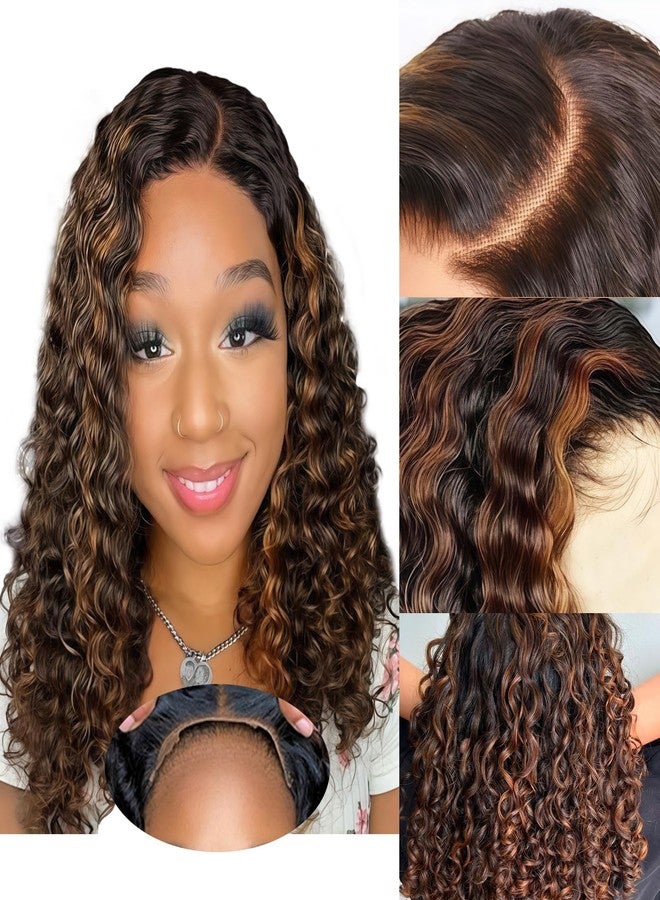 Rolisy 5×5 Closure Bob Wig Human Hair Glueless Wigs Human Hair Pre Plucked Pre Cut Short Curly Hair Wig Water Wave C Part Balayage Ombre Lace Frontal Wigs for Black Women P1B/30 18 Inch - Image 1