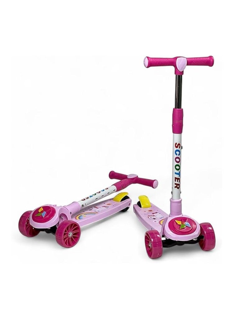 البدر سكوتر يدوي ستورم للاطفال من البدر، سكوتر بثلاث عجلات من بلاستيك PVC مع مقبض قابل للتعديل بـ4 ارتفاعات، فرامل خلفية غير قابلة للانزلاق، سكوتر ركل قابل للطي، سكوتر توازن بنمط تزلج للاطفال من سن 3 الى 8 - Image 1