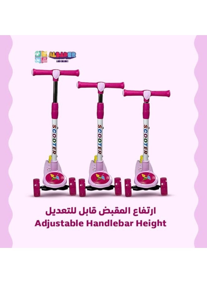 البدر سكوتر يدوي ستورم للاطفال من البدر، سكوتر بثلاث عجلات من بلاستيك PVC مع مقبض قابل للتعديل بـ4 ارتفاعات، فرامل خلفية غير قابلة للانزلاق، سكوتر ركل قابل للطي، سكوتر توازن بنمط تزلج للاطفال من سن 3 الى 8 - Image 2