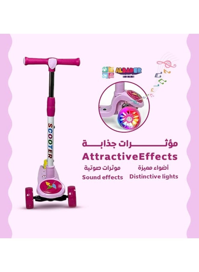 البدر سكوتر يدوي ستورم للاطفال من البدر، سكوتر بثلاث عجلات من بلاستيك PVC مع مقبض قابل للتعديل بـ4 ارتفاعات، فرامل خلفية غير قابلة للانزلاق، سكوتر ركل قابل للطي، سكوتر توازن بنمط تزلج للاطفال من سن 3 الى 8 - Image 5