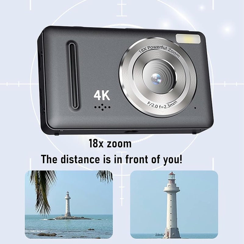 Fockety 64MP 4K Digital Camera Autofocus Vlogging Camera with 16X Zoom Anti Shake Black - Image 4