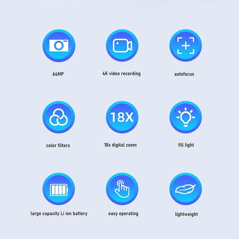 Fockety 64MP 4K Digital Camera Autofocus Vlogging Camera with 16X Zoom Anti Shake Black - Image 3