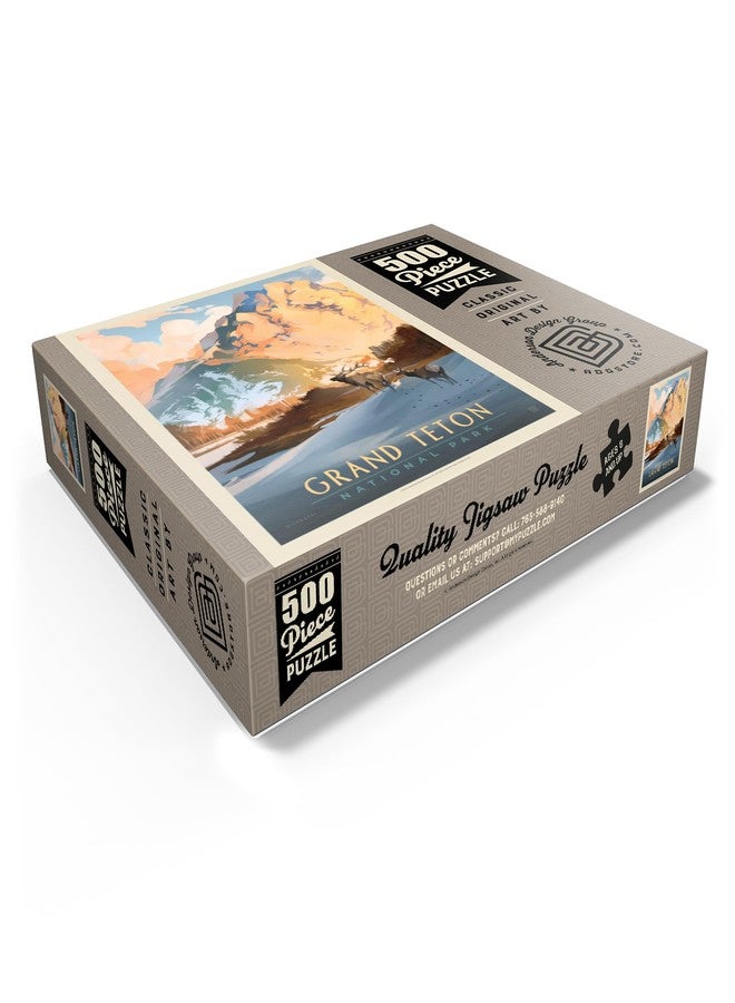 MyPuzzle.com MyPuzzle Grand Teton National Park: Winter Hush, Vintage Poster - Premium 500 Piece Jigsaw Puzzle for Adults - Image 3
