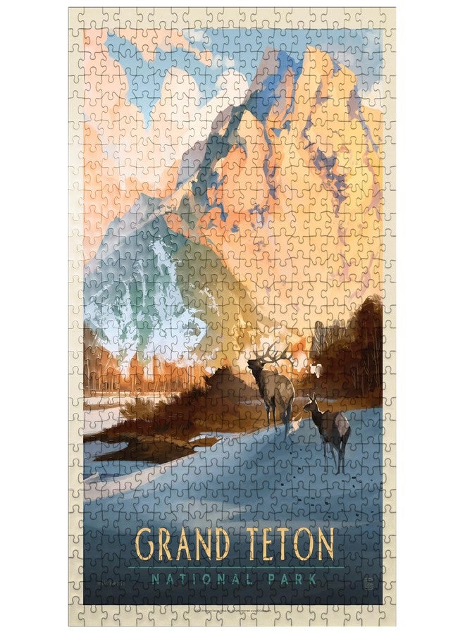 MyPuzzle.com MyPuzzle Grand Teton National Park: Winter Hush, Vintage Poster - Premium 500 Piece Jigsaw Puzzle for Adults - Image 1