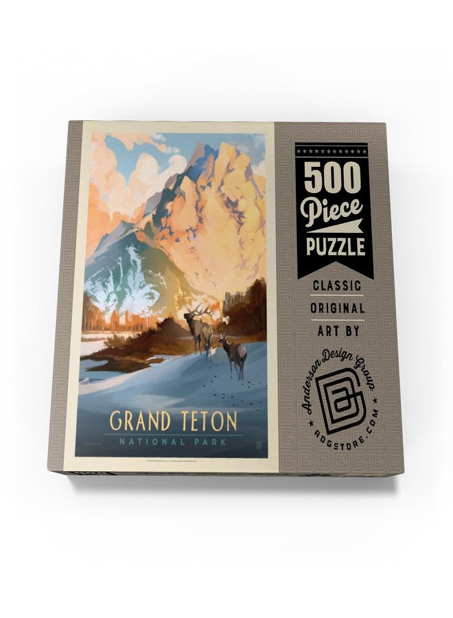 MyPuzzle.com MyPuzzle Grand Teton National Park: Winter Hush, Vintage Poster - Premium 500 Piece Jigsaw Puzzle for Adults - Image 4