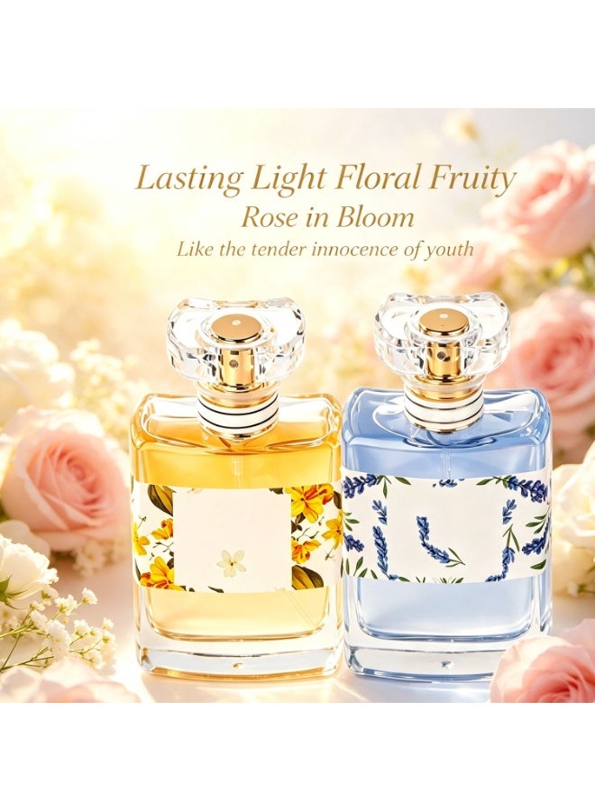 عبوتان صغيرتان من ماء عطر للنساء، ماء عطر نسائي، زجاجة صغيرة، عطر زهري، حجم مناسب للسفر، عطر فاخر، قطعة مميزة لهواة الجمع، 50 مل لكل زجاجة - Image 2