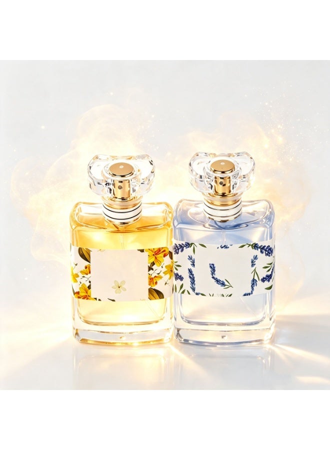 عبوتان صغيرتان من ماء عطر للنساء، ماء عطر نسائي، زجاجة صغيرة، عطر زهري، حجم مناسب للسفر، عطر فاخر، قطعة مميزة لهواة الجمع، 50 مل لكل زجاجة - Image 1