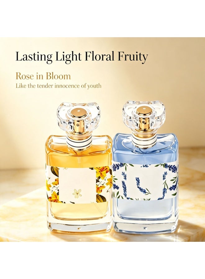 عبوتان صغيرتان من ماء عطر للنساء، ماء عطر نسائي، زجاجة صغيرة، عطر زهري، حجم مناسب للسفر، عطر فاخر، قطعة مميزة لهواة الجمع، 50 مل لكل زجاجة - Image 5