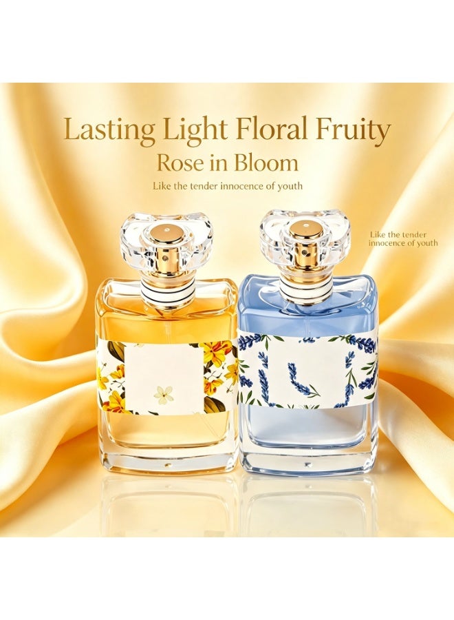عبوتان صغيرتان من ماء عطر للنساء، ماء عطر نسائي، زجاجة صغيرة، عطر زهري، حجم مناسب للسفر، عطر فاخر، قطعة مميزة لهواة الجمع، 50 مل لكل زجاجة - Image 4