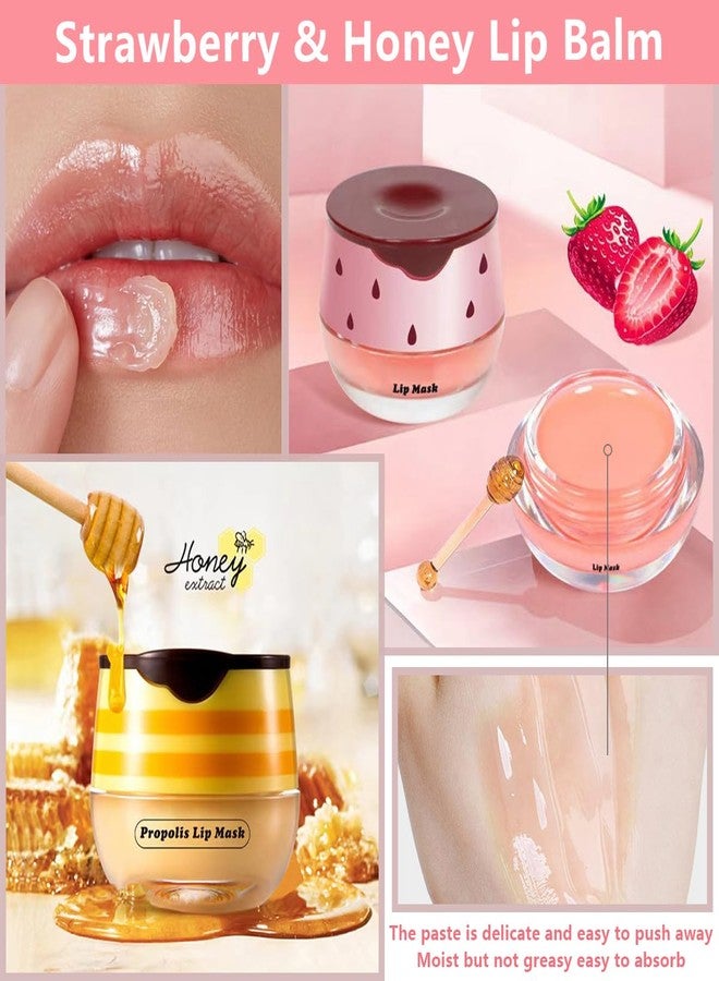 Tiejdhr 4 Pcs Honey Lip Balm, Strawberry Apple Watermelon Lip Mask, Moisturizing Lip Sleeping Mask, Hydrate Repair Prevent Dry Cracked Lip (Honey+Strawberry+Apple Lime+Watermelon) - Image 3