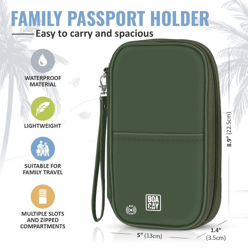BOACAY Travel Document Organizer with RFID, Family Passport Holder, Wallet for Women & Men, Portable & Waterproof Case for Cards, Boarding Pass, Money - Image 3