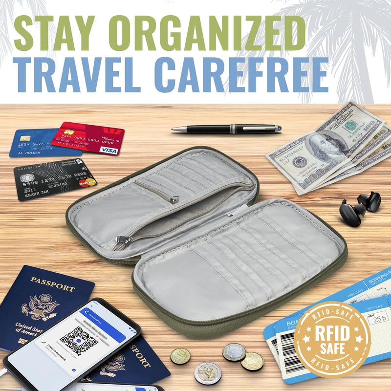 BOACAY Travel Document Organizer with RFID, Family Passport Holder, Wallet for Women & Men, Portable & Waterproof Case for Cards, Boarding Pass, Money - Image 4