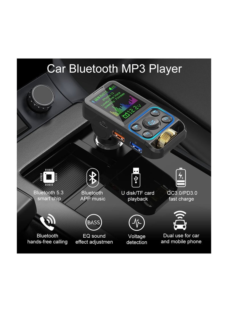 Captaintech Bluetooth Car Adapter Bluetooth 5.3 FM Transmitter for HD Lossless Sound Quality EQ Sound QC3.0 PD3.0 Fast Charge FM Microphone Bluetooth 5.3 Car Adapter - Image 5