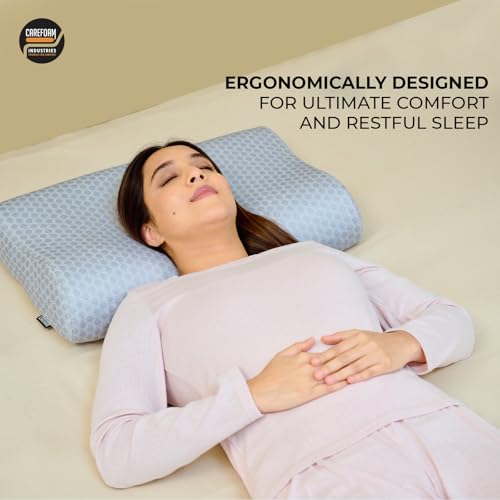 CareFoam Memory Foam Cervical Neck Pillow | 2 Years Warranty | Pain Relief Sleep, Improves Posture Spinal Alignment, Neck Pain Relief | King 23 x 14 x 4.5 Inch | Grey Jacquard Cover | Pack of 1 - Image 5