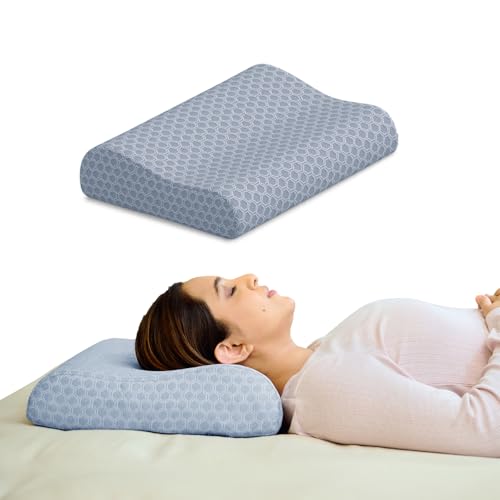 CareFoam Memory Foam Cervical Neck Pillow | 2 Years Warranty | Pain Relief Sleep, Improves Posture Spinal Alignment, Neck Pain Relief | King 23 x 14 x 4.5 Inch | Grey Jacquard Cover | Pack of 1 - Image 1